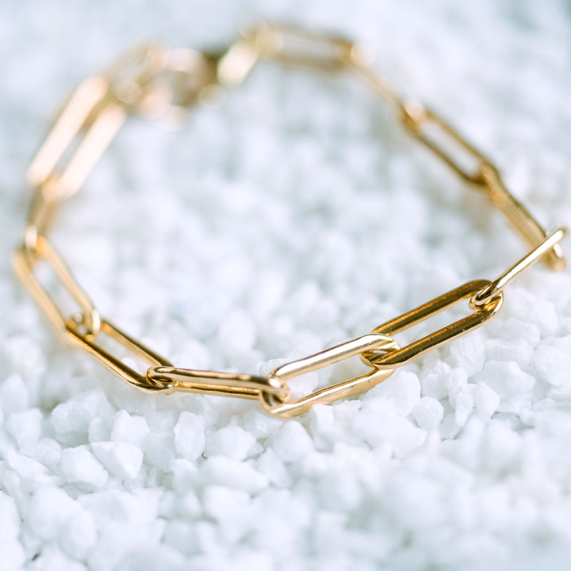 gold paper clip chain bracelet