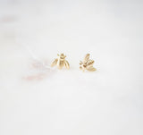 petite gold bumble bee post earrings