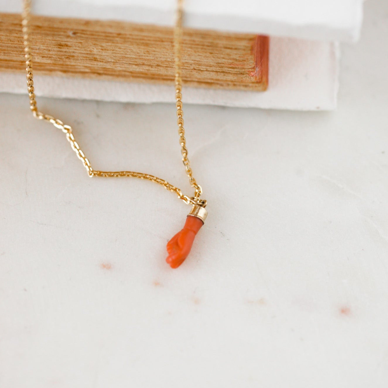 Coral Figa Fist Charm Necklace