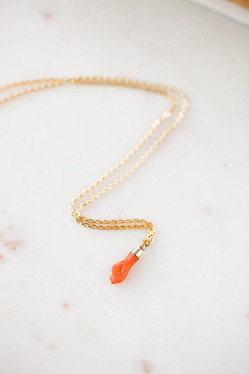 Coral Figa Fist Charm Necklace