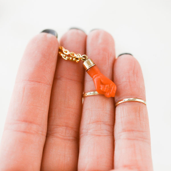 Coral Figa Fist Charm Necklace