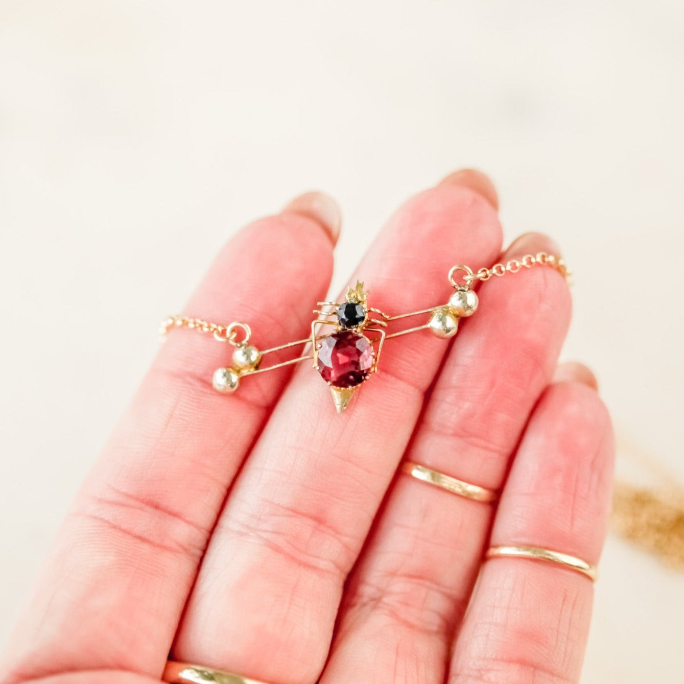 Sapphire + Tourmaline Insect Pendant