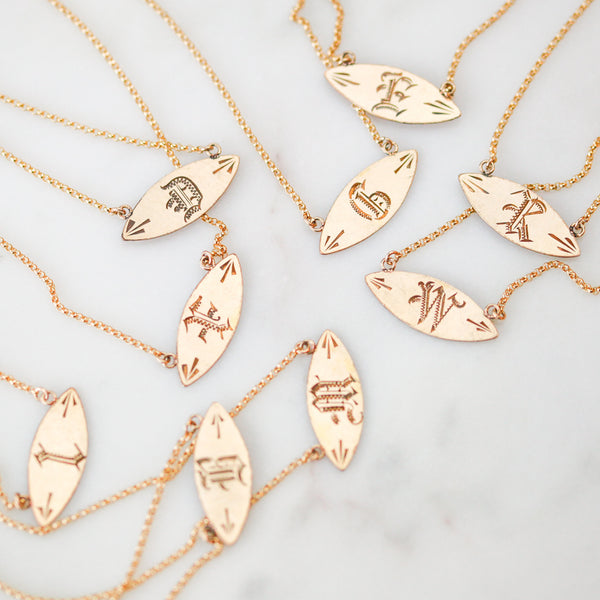 Victorian Engraved Initial Pendants