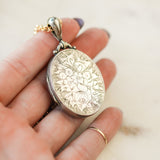 Nadia Engraved Silver Locket