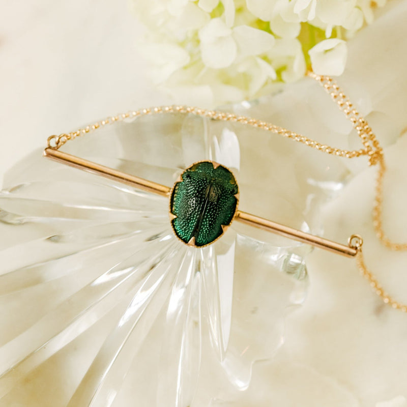 Harriet Scarab Bar Pin Necklace