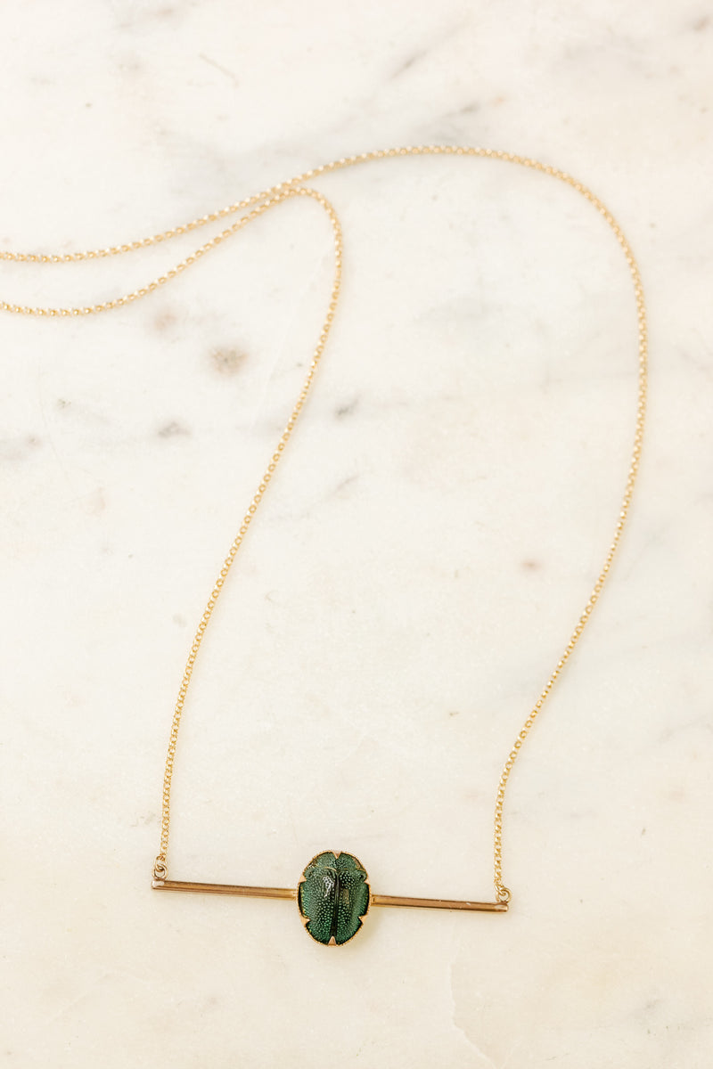Harriet Scarab Bar Pin Necklace